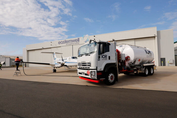 IOR Aviation fuel tanker at Easternwell hanger supplying Jet A1 and Avgas fuel to the local airport.